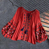 Maxbell Embroidery Blouse for Women Trendy Ethnic Shirt for Daily Wear Street Orange Red