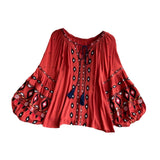 Maxbell Embroidery Blouse for Women Trendy Ethnic Shirt for Daily Wear Street Orange Red