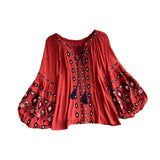 Maxbell Embroidery Blouse for Women Trendy Ethnic Shirt for Daily Wear Street Orange Red