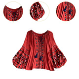 Maxbell Embroidery Blouse for Women Trendy Ethnic Shirt for Daily Wear Street Orange Red