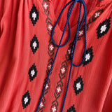 Maxbell Embroidery Blouse for Women Trendy Ethnic Shirt for Daily Wear Street Orange Red