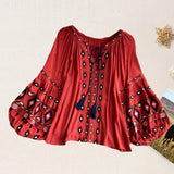 Maxbell Embroidery Blouse for Women Trendy Ethnic Shirt for Daily Wear Street Orange Red
