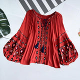 Maxbell Embroidery Blouse for Women Trendy Ethnic Shirt for Daily Wear Street Orange Red