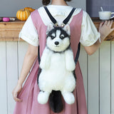 Maxbell Cute Puppy Shaped Backpack Soft Puppy Doll Bag for Pet Lovers Children Teens Black Bow