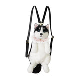 Maxbell Cute Puppy Shaped Backpack Soft Puppy Doll Bag for Pet Lovers Children Teens Pink Plaid Scraf