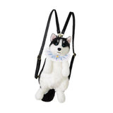 Maxbell Cute Puppy Shaped Backpack Soft Puppy Doll Bag for Pet Lovers Children Teens Blue Plaid Scraf