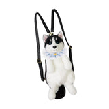 Maxbell Cute Puppy Shaped Backpack Soft Puppy Doll Bag for Pet Lovers Children Teens Blue Plaid Scraf
