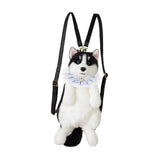 Maxbell Cute Puppy Shaped Backpack Soft Puppy Doll Bag for Pet Lovers Children Teens Blue Plaid Scraf