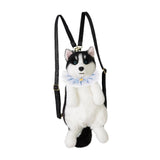 Maxbell Cute Puppy Shaped Backpack Soft Puppy Doll Bag for Pet Lovers Children Teens Blue Plaid Scraf