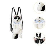 Maxbell Cute Puppy Shaped Backpack Soft Puppy Doll Bag for Pet Lovers Children Teens Blue Plaid Scraf