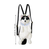 Maxbell Cute Puppy Shaped Backpack Soft Puppy Doll Bag for Pet Lovers Children Teens Blue Plaid Scraf