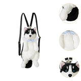 Maxbell Cute Puppy Shaped Backpack Soft Puppy Doll Bag for Pet Lovers Children Teens Blue Scraf