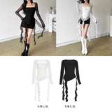 Maxbell Women's Y2K Long Sleeve T Shirt Classic Streetwear for Wedding Dating Gothic S White