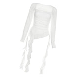 Maxbell Women's Y2K Long Sleeve T Shirt Classic Streetwear for Wedding Dating Gothic S White