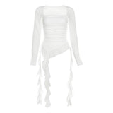 Maxbell Women's Y2K Long Sleeve T Shirt Classic Streetwear for Wedding Dating Gothic S White