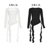 Maxbell Women's Y2K Long Sleeve T Shirt Classic Streetwear for Wedding Dating Gothic S White