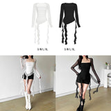 Maxbell Women's Y2K Long Sleeve T Shirt Classic Streetwear for Wedding Dating Gothic S White