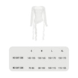 Maxbell Women's Y2K Long Sleeve T Shirt Classic Streetwear for Wedding Dating Gothic L White