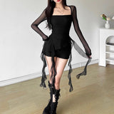 Maxbell Women's Y2K Long Sleeve T Shirt Classic Streetwear for Wedding Dating Gothic S Black