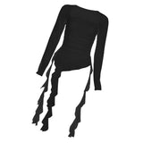 Maxbell Women's Y2K Long Sleeve T Shirt Classic Streetwear for Wedding Dating Gothic M Black