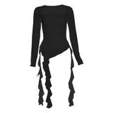 Maxbell Women's Y2K Long Sleeve T Shirt Classic Streetwear for Wedding Dating Gothic M Black