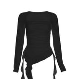 Maxbell Women's Y2K Long Sleeve T Shirt Classic Streetwear for Wedding Dating Gothic L Black