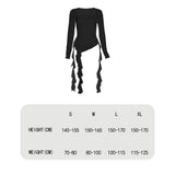 Maxbell Women's Y2K Long Sleeve T Shirt Classic Streetwear for Wedding Dating Gothic L Black