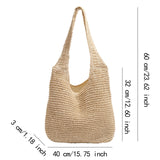 Maxbell Handwoven Beach Tote Bag for Women Lady for Commuting Vacation Birthday Gift Beige White