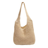 Maxbell Handwoven Beach Tote Bag for Women Lady for Commuting Vacation Birthday Gift Beige White