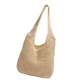 Maxbell Handwoven Beach Tote Bag for Women Lady for Commuting Vacation Birthday Gift Beige White