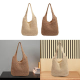 Maxbell Handwoven Beach Tote Bag for Women Lady for Commuting Vacation Birthday Gift Beige White