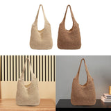 Maxbell Handwoven Beach Tote Bag for Women Lady for Commuting Vacation Birthday Gift Beige White