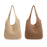 Maxbell Handwoven Beach Tote Bag for Women Lady for Commuting Vacation Birthday Gift Beige White