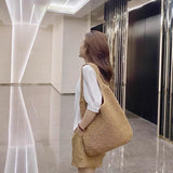 Maxbell Handwoven Beach Tote Bag for Women Lady for Commuting Vacation Birthday Gift Brown