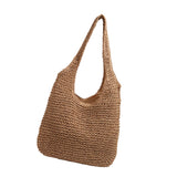 Maxbell Handwoven Beach Tote Bag for Women Lady for Commuting Vacation Birthday Gift Brown