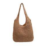 Maxbell Handwoven Beach Tote Bag for Women Lady for Commuting Vacation Birthday Gift Brown