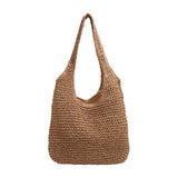 Maxbell Handwoven Beach Tote Bag for Women Lady for Commuting Vacation Birthday Gift Brown
