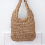 Maxbell Handwoven Beach Tote Bag for Women Lady for Commuting Vacation Birthday Gift Brown