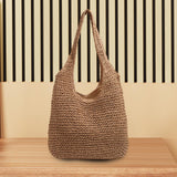 Maxbell Handwoven Beach Tote Bag for Women Lady for Commuting Vacation Birthday Gift Brown