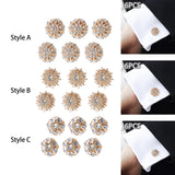 Maxbell 6 Pieces Cufflink Trendy Rhinestone Button Covers for Party Business Wedding Style A