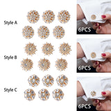 Maxbell 6 Pieces Cufflink Trendy Rhinestone Button Covers for Party Business Wedding Style A