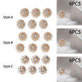 Maxbell 6 Pieces Cufflink Trendy Rhinestone Button Covers for Party Business Wedding Style A