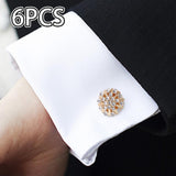 Maxbell 6 Pieces Cufflink Trendy Rhinestone Button Covers for Party Business Wedding Style A