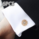 Maxbell 6 Pieces Cufflink Trendy Rhinestone Button Covers for Party Business Wedding Style B