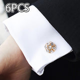 Maxbell 6 Pieces Cufflink Trendy Rhinestone Button Covers for Party Business Wedding Style C