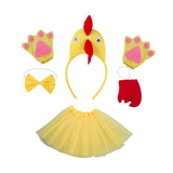 Maxbell Chicken Costume with Tie Tail Gloves Accessories for Holiday Halloween Girls Yellow with Red Tail