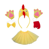 Maxbell Chicken Costume with Tie Tail Gloves Accessories for Holiday Halloween Girls Yellow with Red Tail