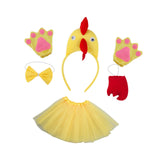 Maxbell Chicken Costume with Tie Tail Gloves Accessories for Holiday Halloween Girls Yellow with Red Tail