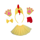 Maxbell Chicken Costume with Tie Tail Gloves Accessories for Holiday Halloween Girls Yellow with Red Tail