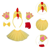 Maxbell Chicken Costume with Tie Tail Gloves Accessories for Holiday Halloween Girls Yellow with Red Tail